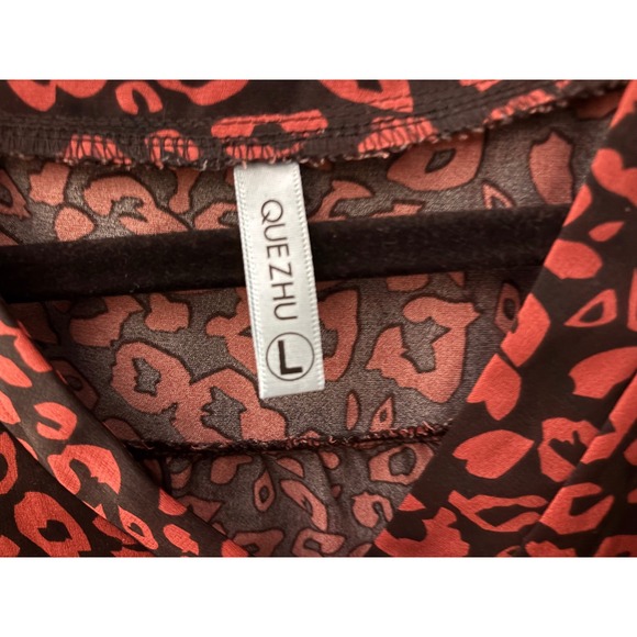 Quezhu Animal Print Sleeveless Blouse Top Red Black Large L(A570) - Picture 3 of 3